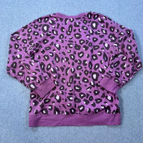 True Craft Leopard Print Crew Neck Pullover Top Size XL Purple Long Sleeve New - Picture 7 of 7